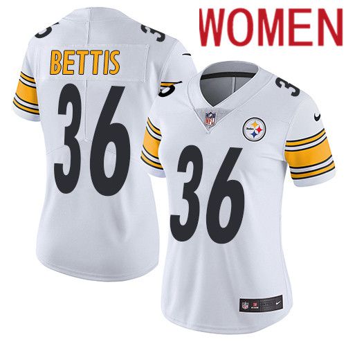 Women Pittsburgh Steelers #36 Jerome Bettis Nike White Vapor Limited NFL Jersey